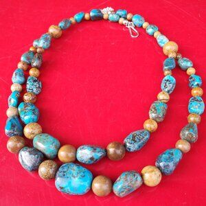 Jay King DTR Hubei Turquoise Iron Mountain Turquoise necklace 925 Sterling Silve